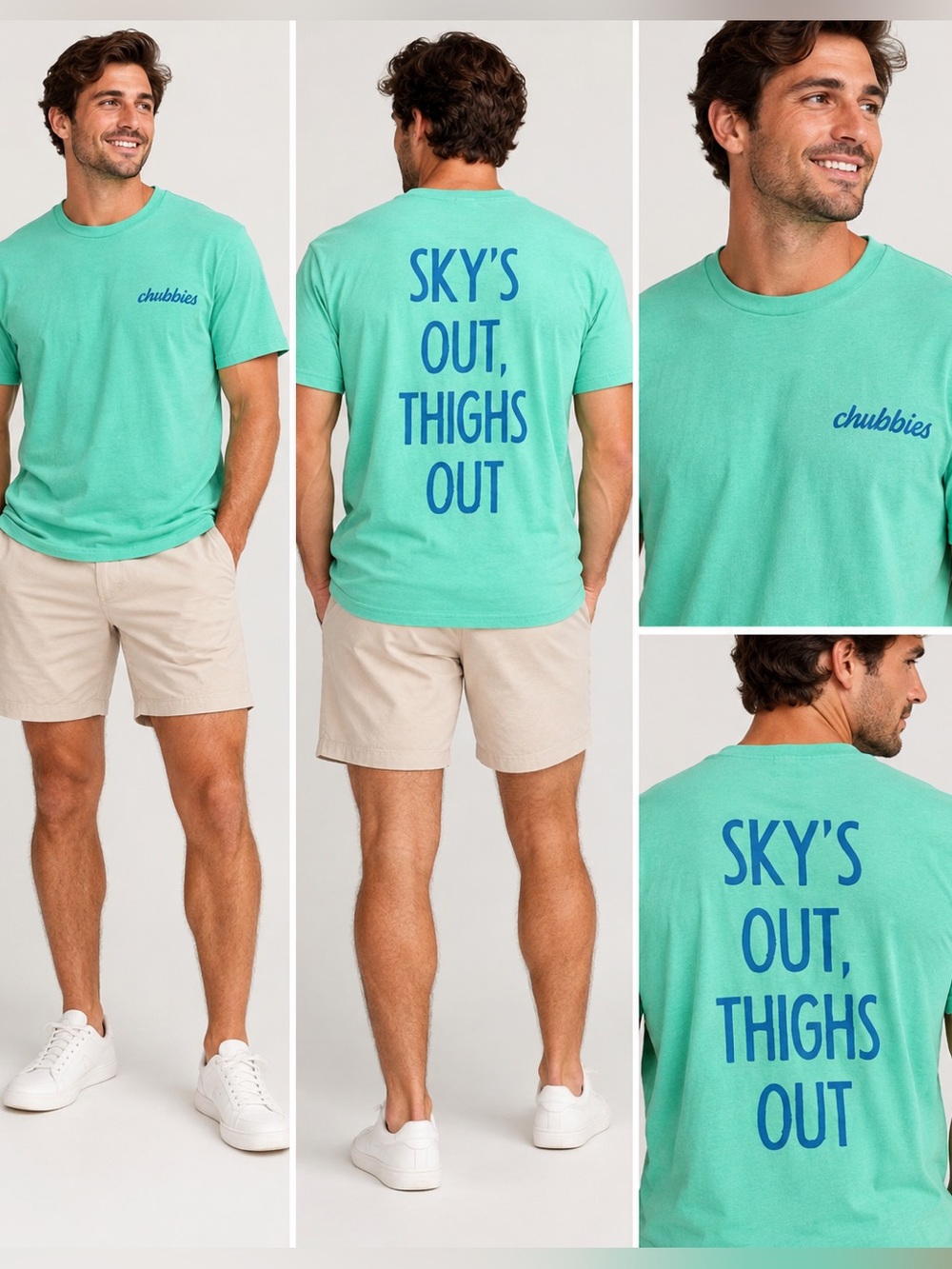 Chubbies “Sky’s Out, Thighs Out” Men’s Graphic T-Shirt Teal Blue